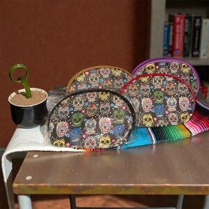 Colorful Skull Print Cosmetic Bags